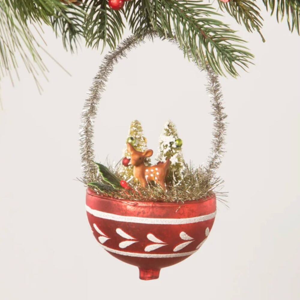 Bethany Lowe Traditional Fawn Indent Christmas Tree Ornament Red Deer New